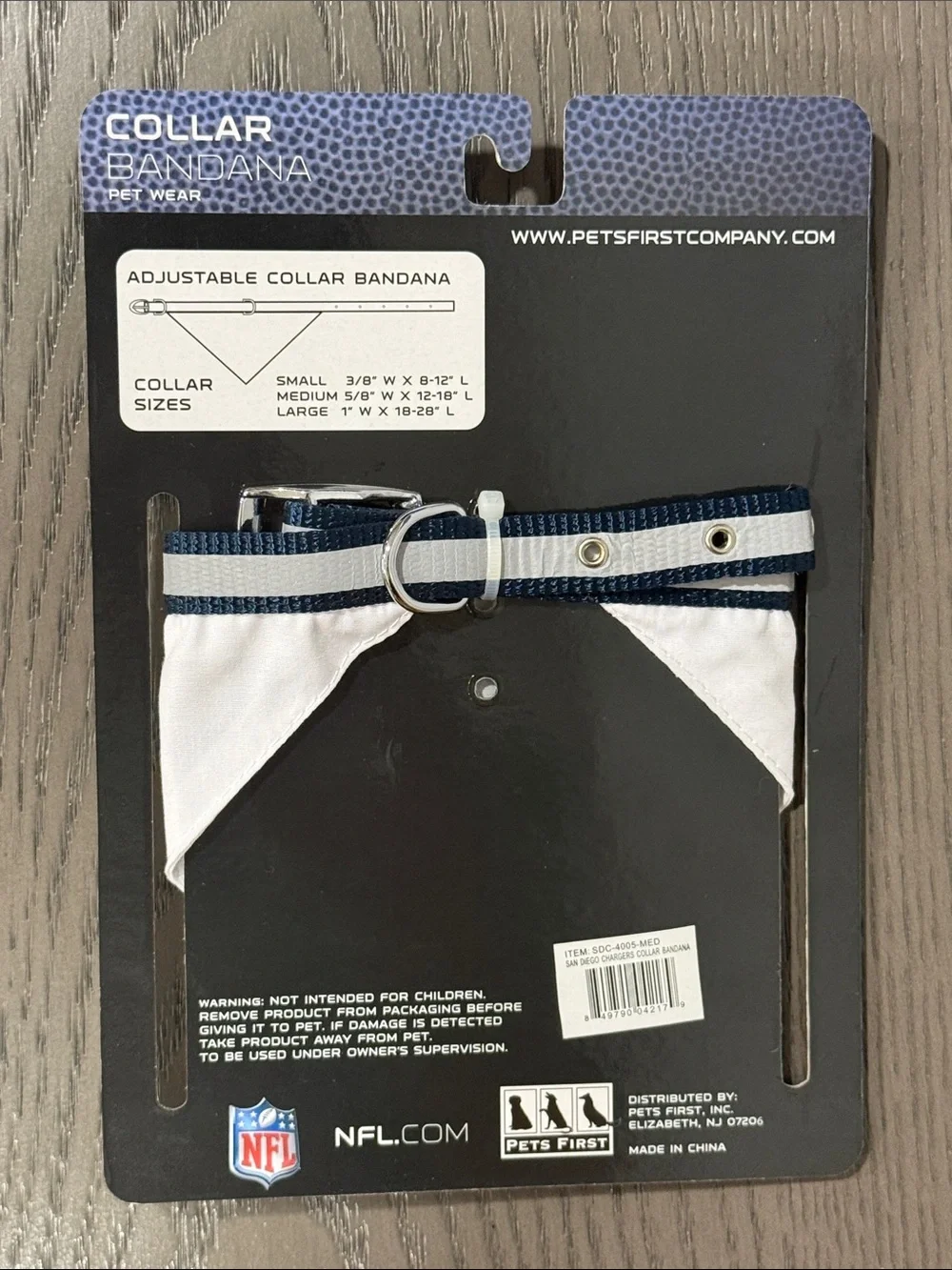 San Diego Chargers Reflective Pet Collar Bandana - NWT